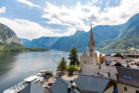 奥地利HallstattHallstat村的经典景象自然高清图片素材