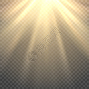 厄勒布鲁透明背景的矢量日光透明背景的太阳束或光插画