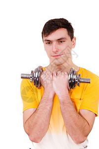 肌肉强健的男子举重体力建设孤独的白种人背景图片