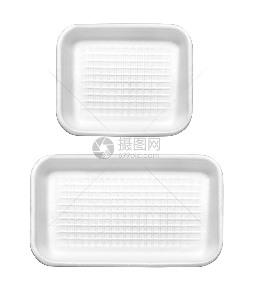 白色背景与剪切路径隔离的塑料食品盒图片