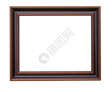 棕色纹理木框白色背景上孤立的经典木框架背景