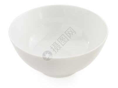白色背景中孤立的空陶瓷碗高清图片