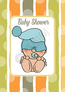带有趣的小婴儿浴卡矢量说明背景图片