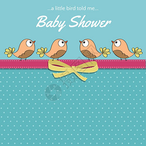 卡通可爱小鸟婴儿淋浴卡图片