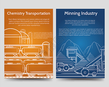 工业海报工业小册子传单模板工业小册子传单模板和工厂业景观背景
