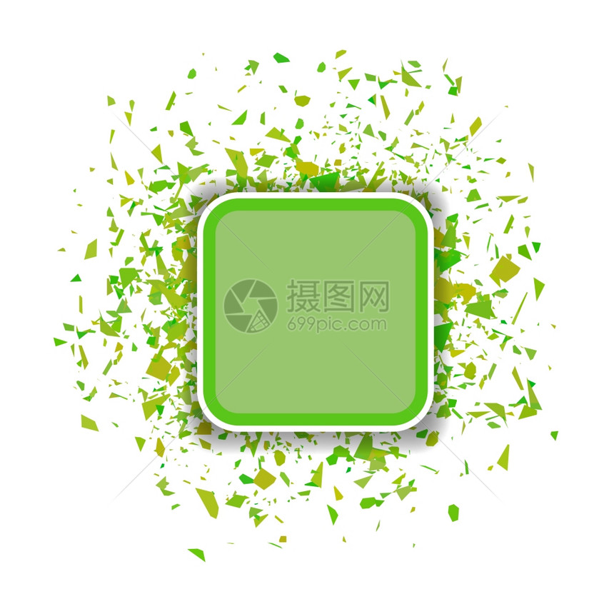 GreenConfettiBanner孤立于白色背景一组粒子Banner一组粒子图片