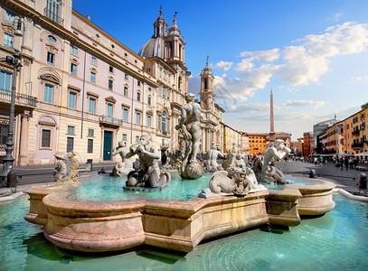 意大利罗马纳沃广场FontanadelMoro城市的高清图片素材