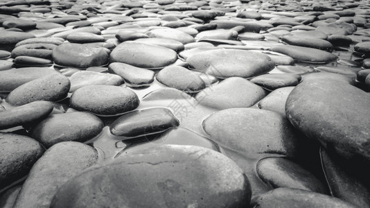 黑白相片带石块的河床复古的高清图片素材