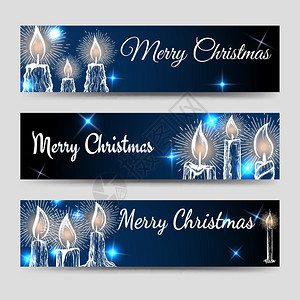 圣诞节横幅上挂有蜡烛圣诞节横幅上挂有蜡烛和闪亮元素图片