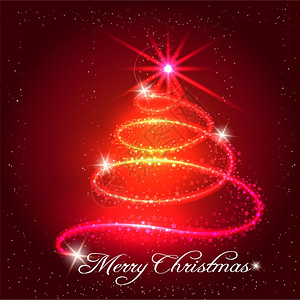 红圣诞节背景有Xmas树星和闪亮元素矢量插图图片