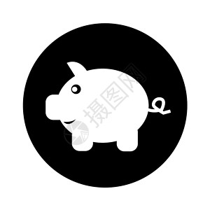 猪圆玉润猪银行图标插设计背景