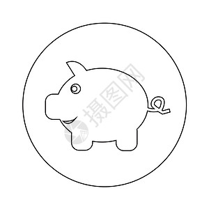 猪圆玉润猪银行图标插设计背景