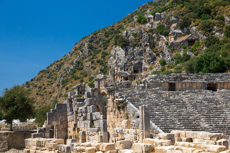 安卓恐怖素材土耳其Demre省Myra古老的岩石切割背景