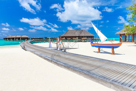 马尔代夫xAxA带水的平房沙滩背景图片