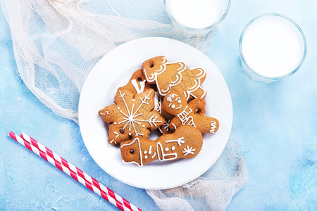 生姜糖餐桌上的饼干和糖果圣诞节背景背景