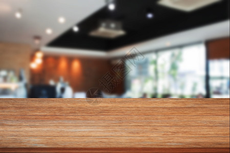 上层木制桌底咖啡馆内面模糊产品显示模板图片