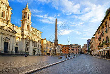早上在意大利罗马纳沃广场蓝色高清图片素材
