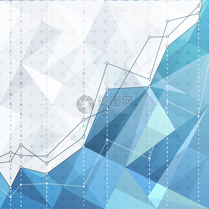蓝三角背景的商业抽象图表和投资商业增长金融和商业战略概念图片