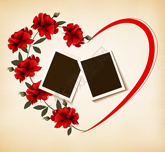 情人节的背景照片和玫瑰矢量图片