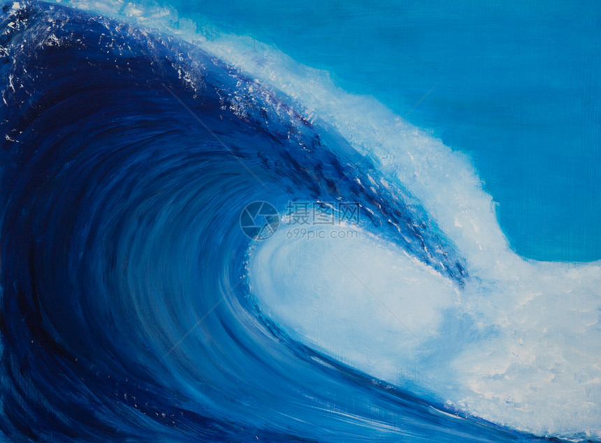 涂画非常大的蓝色波浪图片