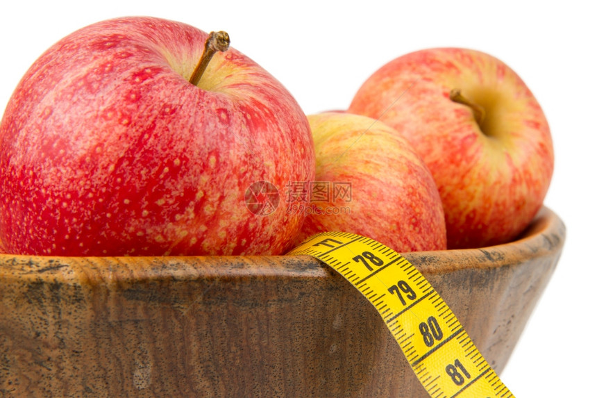 苹果饮食红和黄胶带测量图片