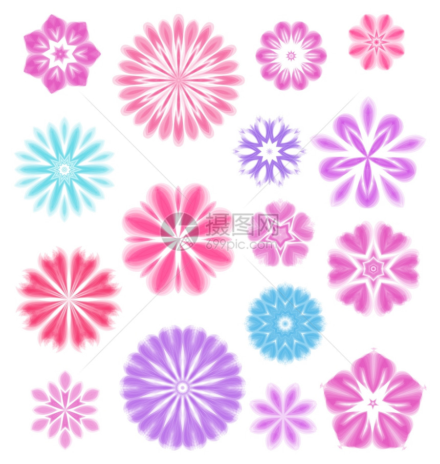 Floral形图案矢量组装花卉饰图案各种形状图片