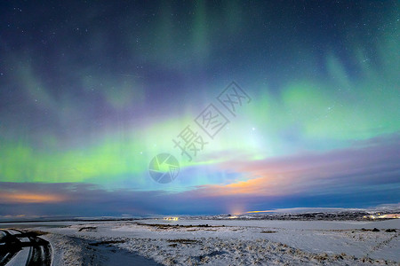 冰岛雷克贾利德Myvatn湖周围的北光极高清图片