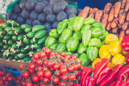 蔬菜市场不同原始蔬菜背景健康饮食图片