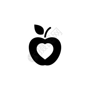苹果图标健康食用图标平坦设计孤立说明背景