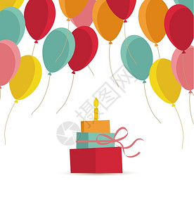 矢量生日甜蛋糕和蜡烛气球图片