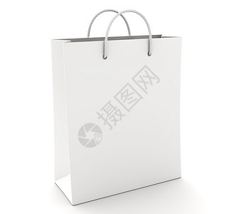 白色空购物袋3D插图图片