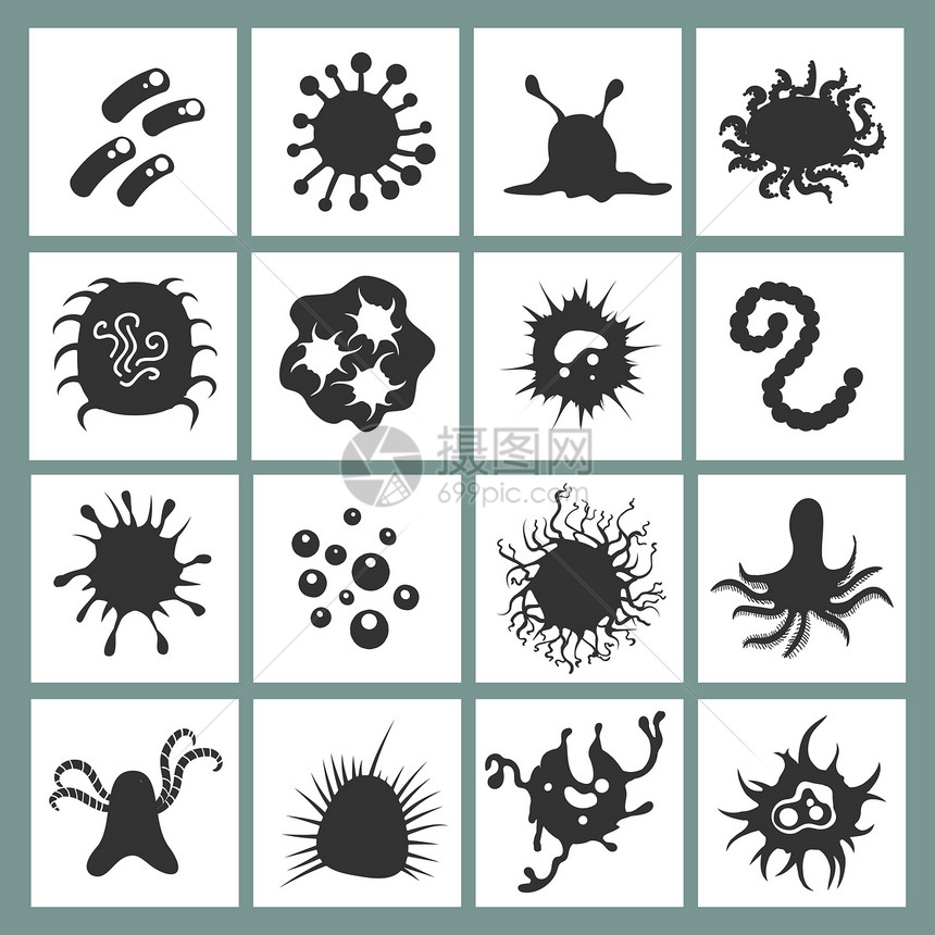 细胞病传图标生物学免疫细菌和感染微生物在白本中分离的症状图片