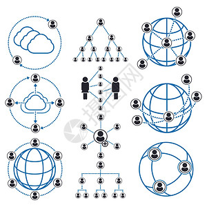 人际联系和社会网络图标人际联系和社会网络线路图标矢量设计图片