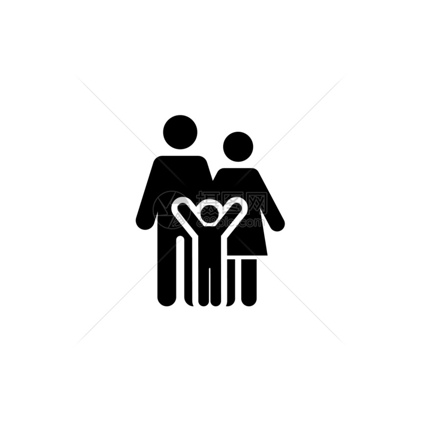 家庭支助图标平板设计家庭支助和医疗服务图标孤立图片
