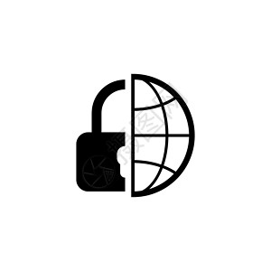 锁标志全球安图标平面设计商业概念孤立说明背景