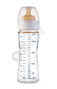 空奶瓶婴儿奶瓶 ,在白色背景上孤立的婴儿奶瓶背景