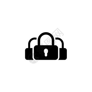 安全图标素材多关键安全服务图标平面设计单向说明带有三个挂锁的安全概念应用符号或UI元素背景