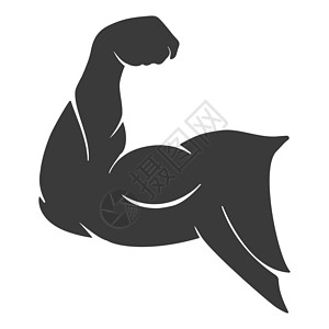 卡通健身型动字体力动肌肉手臂图标强力男手伸展标志矢量说明背景