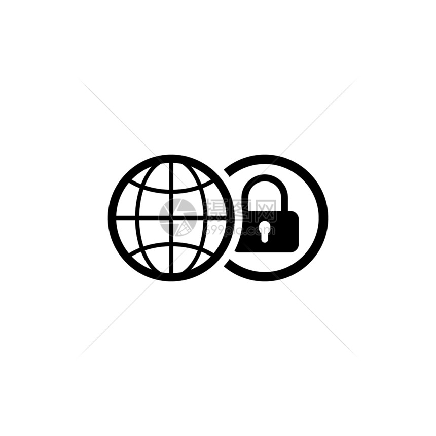 全球安图标平面设计孤立说明App符号或UI元素环球形图片