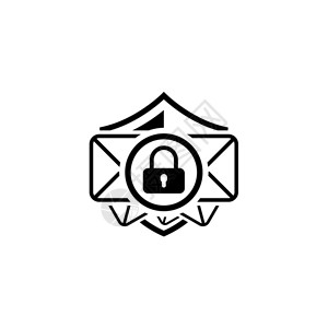邮件图标电子邮件安全图标平面设计带信封的安全概念和带屏蔽的挂锁安全概念孤立的说明应用符号或UI元素背景