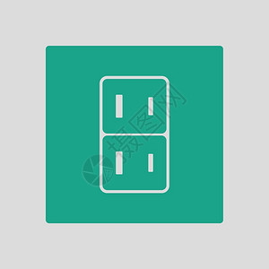 日本电插座图标绿色的灰背景矢量插图图片