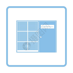 会议室图标蓝框设计矢量图示背景图片