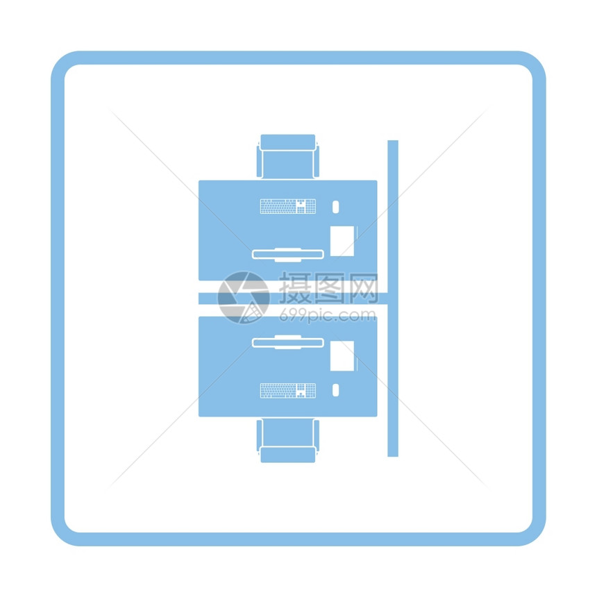 办公室表格顶部视图标蓝框架设计矢量图示图片