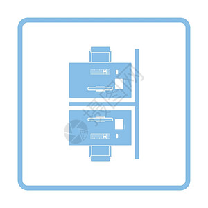 书桌图标办公室表格顶部视图标蓝框架设计矢量图示插画