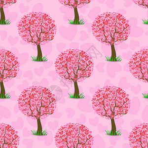 粉红背景上的树模式孤立红树模式图片