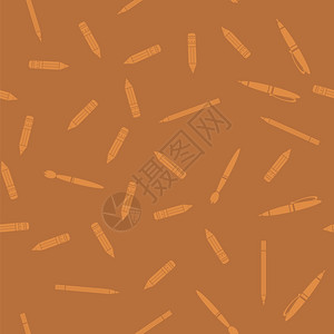 笔和无缝模式笔和无缝模式孤立于橙色背景图片