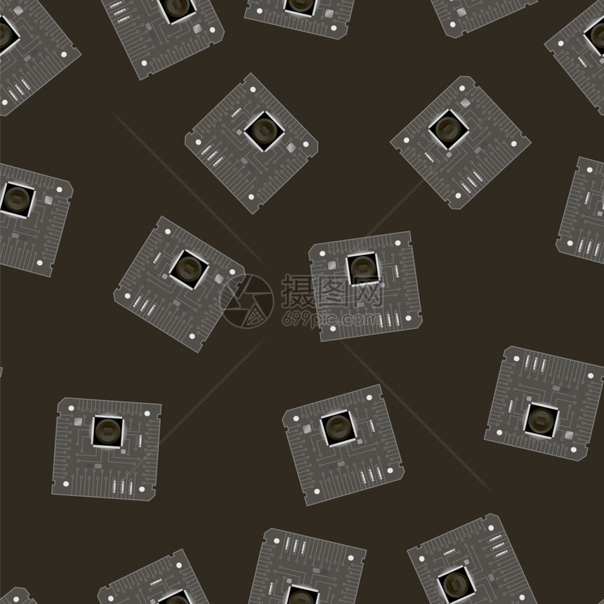 灰色电路板无缝模式在黑暗背景上孤立计算机的一部分灰色电路板无缝模式图片