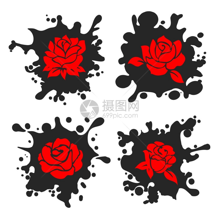 含红玫瑰的油墨污迹含红玫瑰的喷雾污迹含红玫瑰的喷雾污迹图片