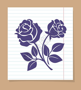 线纸页上的玫瑰矢量插图高清图片