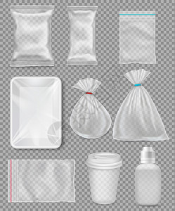 早餐袋大型聚丙烯塑料容器麻袋托盘透明背景的杯子插画